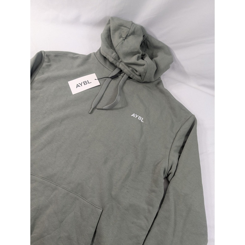 New AYBL Hoodie XS Green Women Cotton Blend Long Sleeve Logo Knit Pullover